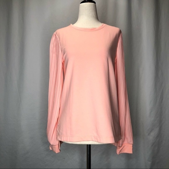 Kaari Blue Tops - NWT Kaari Blue soft coral (peach) blouse jersey body pleated crepe sleeves Small